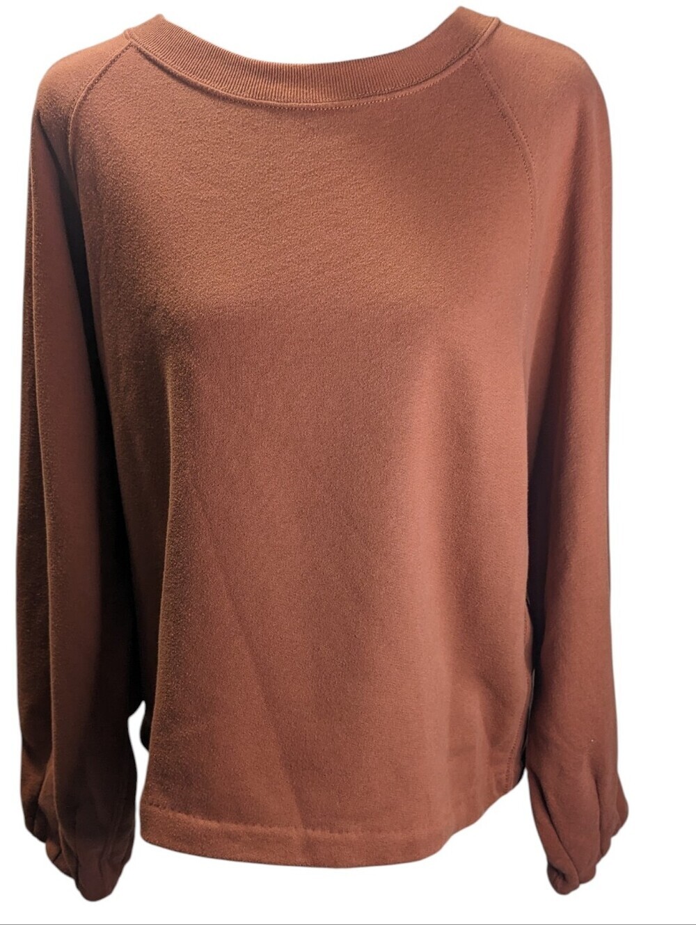 Abercrombie & Fitch Soft AF Women's Crewneck Sweatshirt Balloon Sleeves Rust